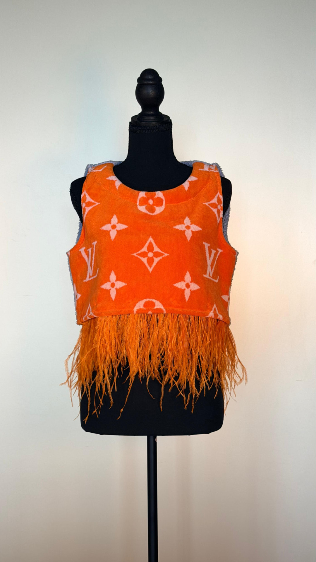 Recut Top, Orange Monogram Terry
