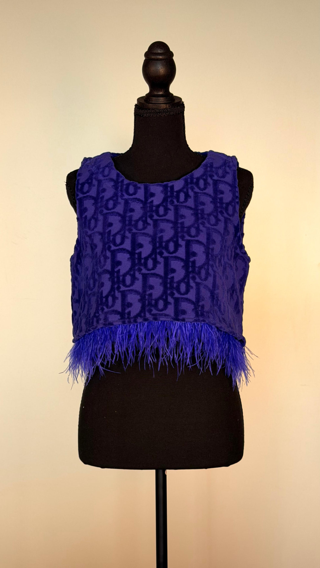 Recut Top, Blue Monogram Velvet